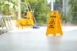 Office cleaning/ wet floor caution sign